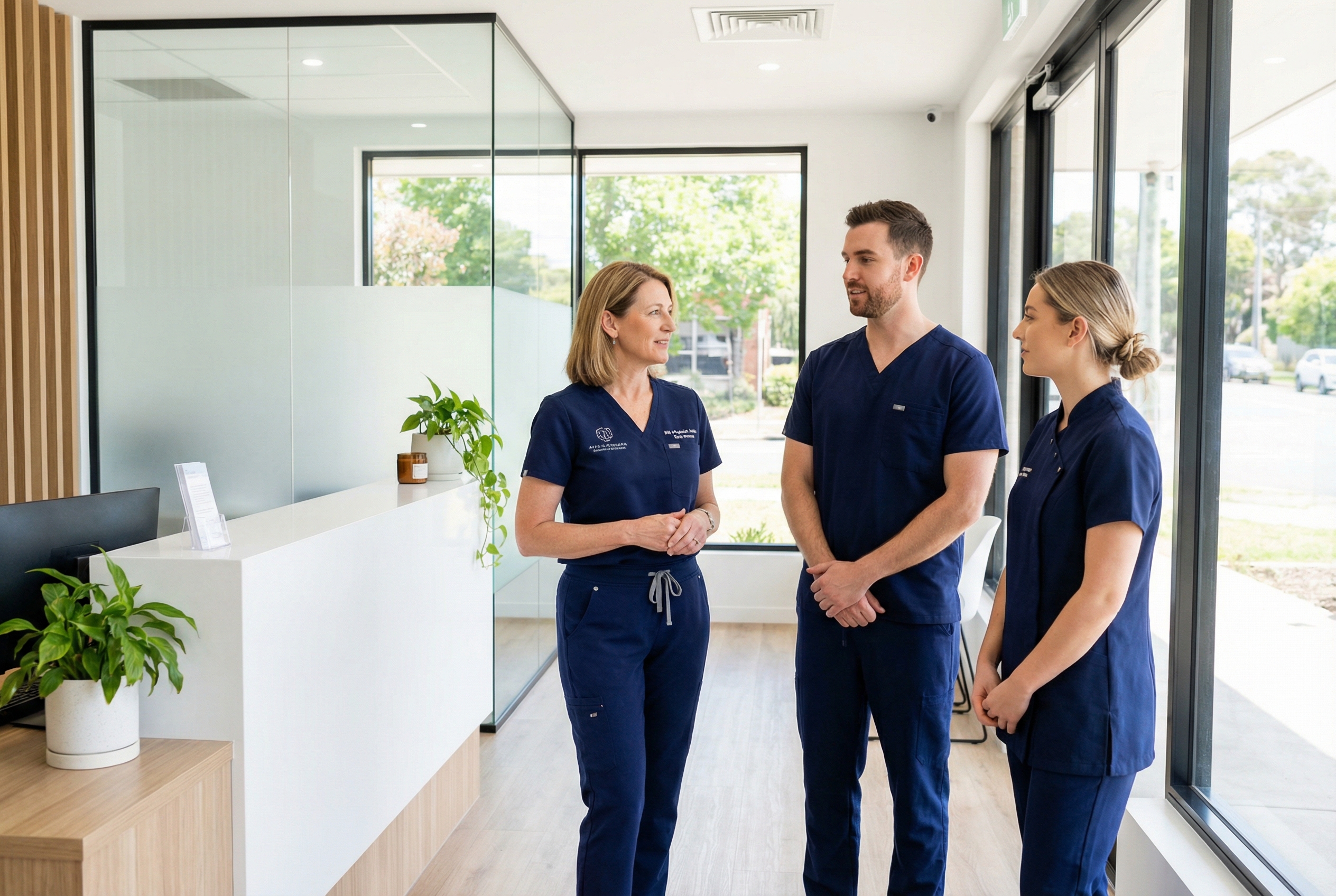 Arztpraxis mit einheitlicher Teamkleidung